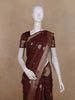 Maroon Floral Butta Woven Design Semi Banarasi Saree with Zari Border