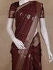 Maroon Floral Butta Woven Design Semi Banarasi Saree with Zari Border