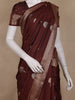 Maroon Floral Butta Woven Design Semi Banarasi Saree with Zari Border
