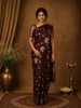 Maroon Floral Butta Woven Design Soft Tissue Saree