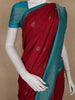 Maroon Floral Butta Woven Semi Banarasi Silk Saree