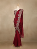 Maroon Floral Design Georgette Ready To Wear Saree With Matching Embroidered Blouse