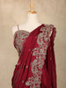 Maroon Floral Design Georgette Ready To Wear Saree With Matching Embroidered Blouse