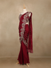 Maroon Floral Design Georgette Ready To Wear Saree With Matching Embroidered Blouse
