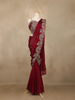 Maroon Floral Design Georgette Ready To Wear Saree With Matching Embroidered Blouse