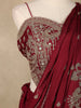 Maroon Floral Design Georgette Ready To Wear Saree With Matching Embroidered Blouse