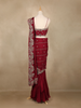 Maroon Floral Design Georgette Ready To Wear Saree With Matching Embroidered Blouse