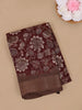 Maroon  Floral  Design Linen Cotton Saree