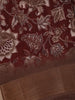 Maroon  Floral  Design Linen Cotton Saree