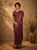 Maroon Floral Design Semi Tussar Saree