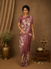 Maroon Floral Design Tussar Saree with Applique Work