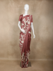 Maroon Floral Design Tussar Saree with Applique Work