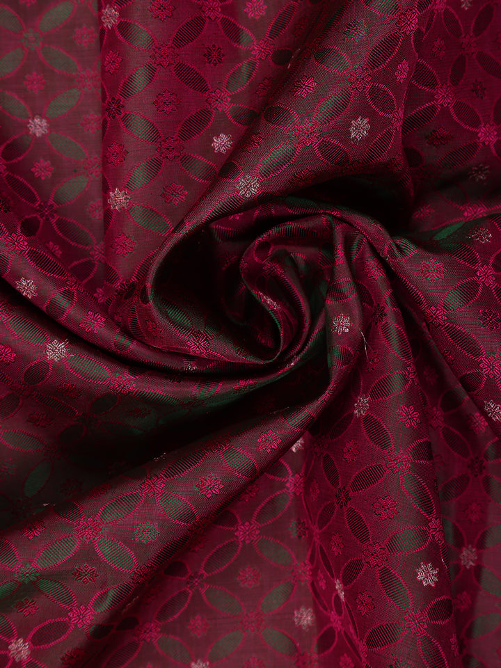 Maroon Floral Designed Silk Saree - Diadem