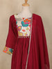 Maroon Floral Embroidered Cotton Anarkali Suit with Dupatta