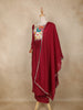 Maroon Floral Embroidered Cotton Anarkali Suit with Dupatta