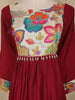 Maroon Floral Embroidered Cotton Anarkali Suit with Dupatta