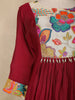 Maroon Floral Embroidered Cotton Anarkali Suit with Dupatta