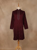 Maroon Floral Embroidered Cotton Kurta for Men