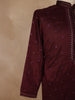 Maroon Floral Embroidered Cotton Kurta for Men