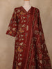 Maroon Floral Embroidered Cotton Salwar Suit with Dupatta