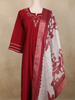Maroon Floral Embroidered Cotton Salwar Suit with Dupatta