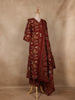 Maroon Floral Embroidered Cotton Salwar Suit with Dupatta