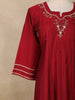 Maroon Floral Embroidered Cotton Salwar Suit with Dupatta