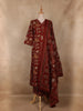 Maroon Floral Embroidered Cotton Salwar Suit with Dupatta