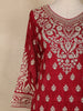 Maroon Floral Embroidered Crepe Palazzo Suit with Dupatta