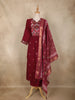 Maroon Floral Embroidered Design Cotton Anarkali Salwar Suit
