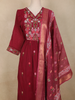 Maroon Floral Embroidered Design Cotton Anarkali Salwar Suit