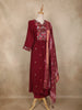 Maroon Floral Embroidered Design Cotton Anarkali Salwar Suit