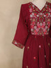 Maroon Floral Embroidered Design Cotton Anarkali Salwar Suit
