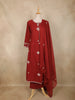 Maroon Floral Embroidered Design Cotton Straight Cut Salwar Suit with Dupatta
