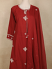 Maroon Floral Embroidered Design Cotton Straight Cut Salwar Suit with Dupatta