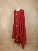 Maroon Floral Embroidered Design Cotton Straight Cut Salwar Suit with Dupatta