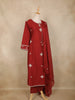 Maroon Floral Embroidered Design Cotton Straight Cut Salwar Suit with Dupatta