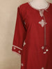 Maroon Floral Embroidered Design Cotton Straight Cut Salwar Suit with Dupatta