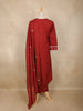 Maroon Floral Embroidered Design Cotton Straight Cut Salwar Suit with Dupatta