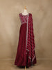 Maroon Floral Embroidered Design Georgette Gown