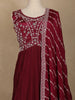 Maroon Floral Embroidered Design Georgette Gown