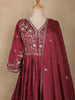Maroon Floral Embroidered Design Georgette Gown