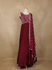 Maroon Floral Embroidered Design Georgette Gown