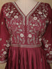 Maroon Floral Embroidered Design Georgette Gown