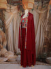 Maroon Floral Embroidered Design Georgette Skirt Top with Dupatta