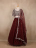 Maroon Floral Embroidered Design Net Lehenga