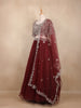 Maroon Floral Embroidered Design Net Lehenga
