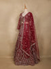 Maroon Floral Embroidered Design Net Lehenga
