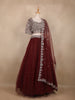 Maroon Floral Embroidered Design Net Lehenga