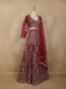Maroon Floral Embroidered Design Net Lehenga